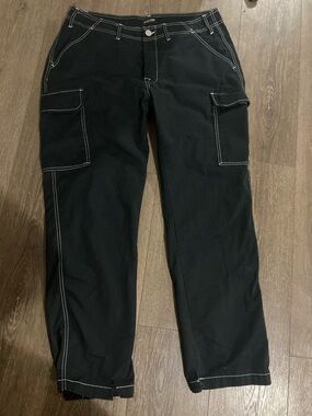 True Religion Black Cargo Pants with Contrast Stitching (Flaw)